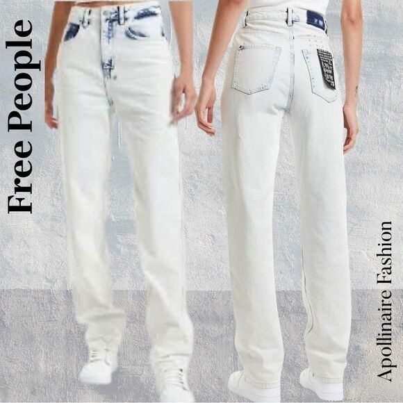 Free People by KSUBI Playback Highrise Relaxed Fit Denim Jeans in Mirage 29 NWT - Picture 1 of 9